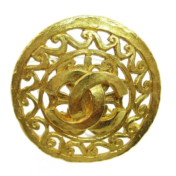 CHANEL CC Medallion Motif Brooch Pin Corsage Gold-Tone 96A Authentic 83893 - Picture 1 of 4
